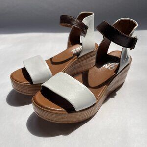 Bueno | Size 36 | Nila | White and Black | Wedge Platform Sandal